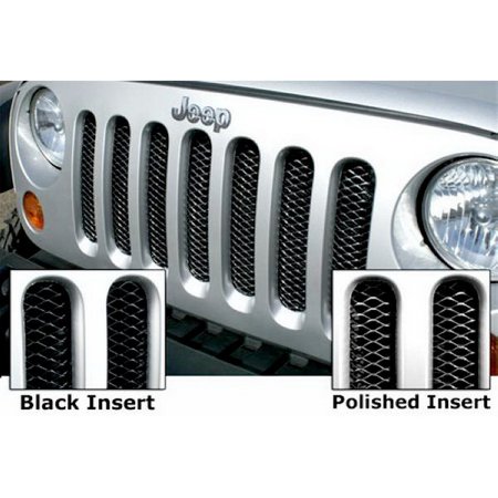 RAMPAGE 07-18 JK WRANGLER 3-D ONE PIECE GRILLE GLOSS BLACK FINISH W/POLISHED H 86513